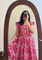Artistic Patola Print Soft Cotton Flared Dress