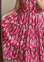 Artistic Patola Print Soft Cotton Flared Dress