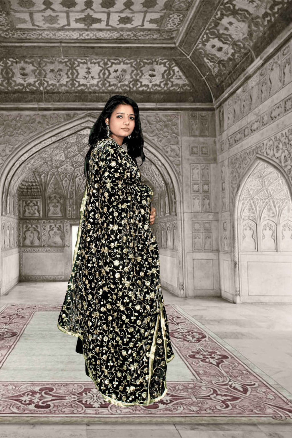 Siyahi Black Georgette Anarkali Suit Set