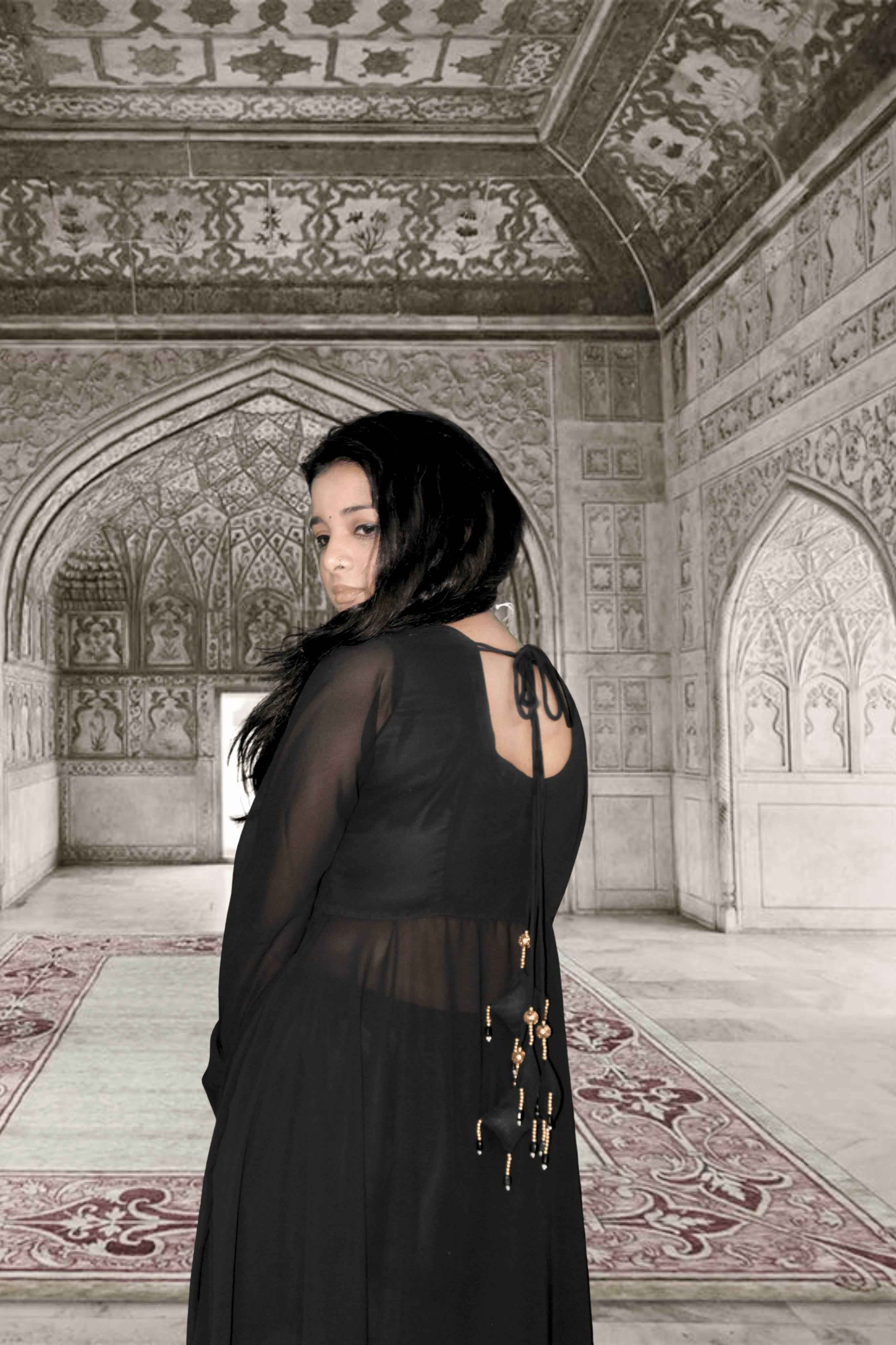 Siyahi Black Georgette Anarkali Suit Set