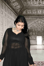 Siyahi Black Georgette Anarkali Suit Set