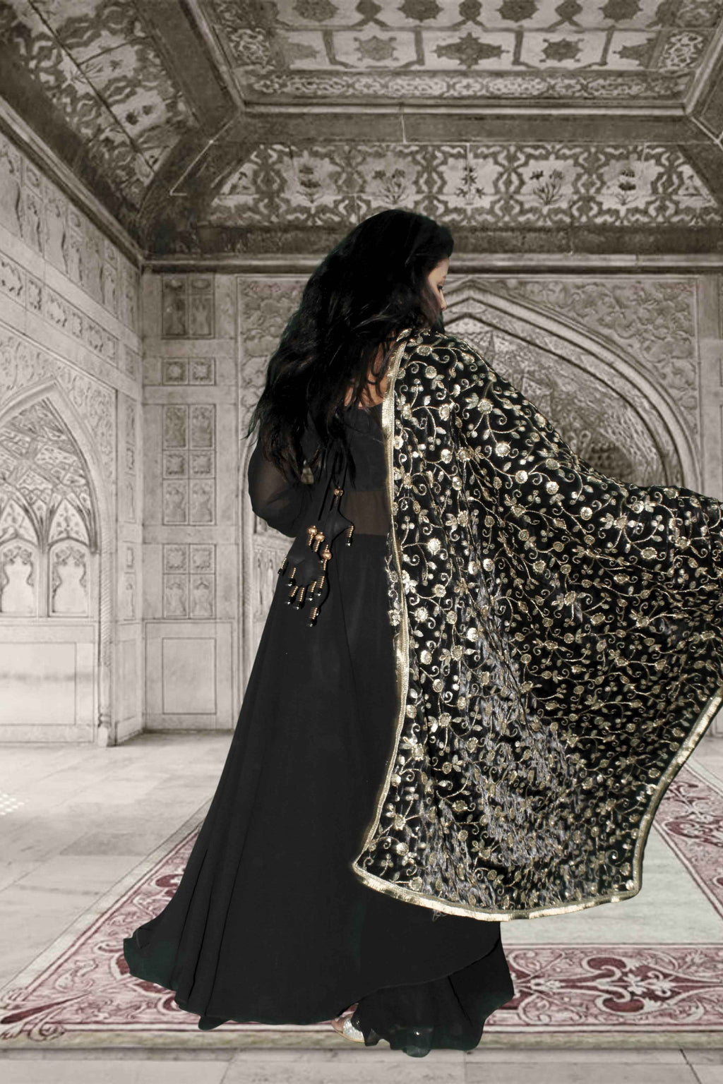 Siyahi Black Georgette Anarkali Suit Set