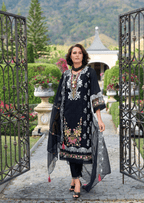 Zahra Noir Luxe Cotton Embroidered Suit Set