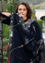Zahra Noir Luxe Cotton Embroidered Suit Set