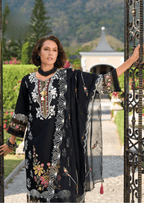 Zahra Noir Luxe Cotton Embroidered Suit Set